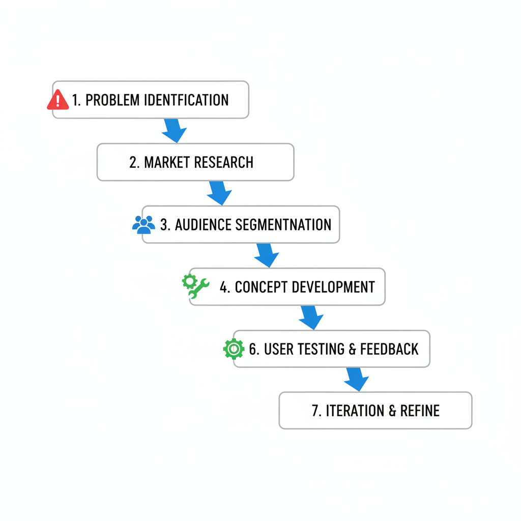 7-step startup idea validation flowchart