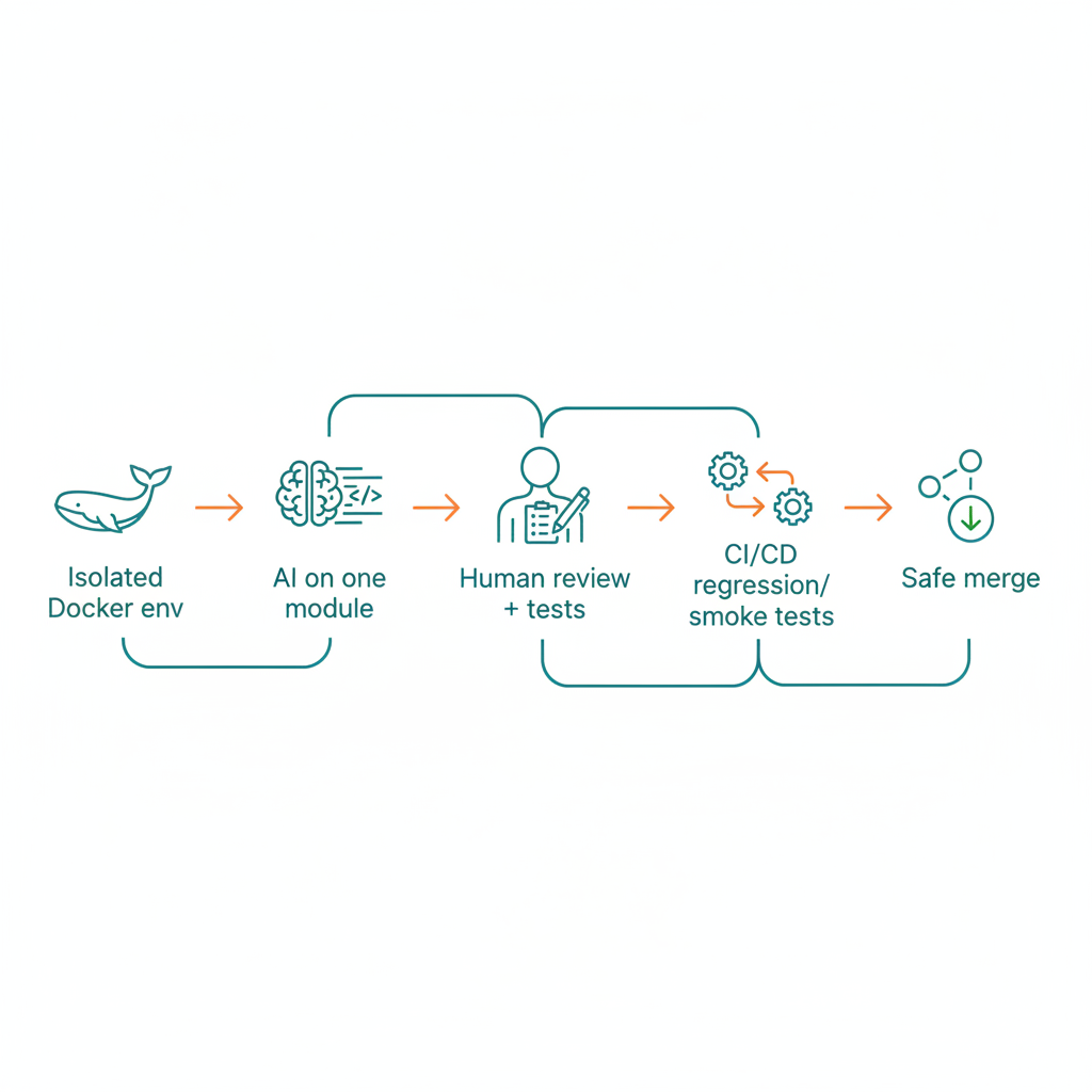 Step-by-step diagram for safely integrating AI into legacy codebases
