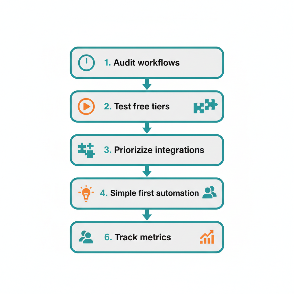 Step-by-step diagram for choosing and implementing an AI automation tool.