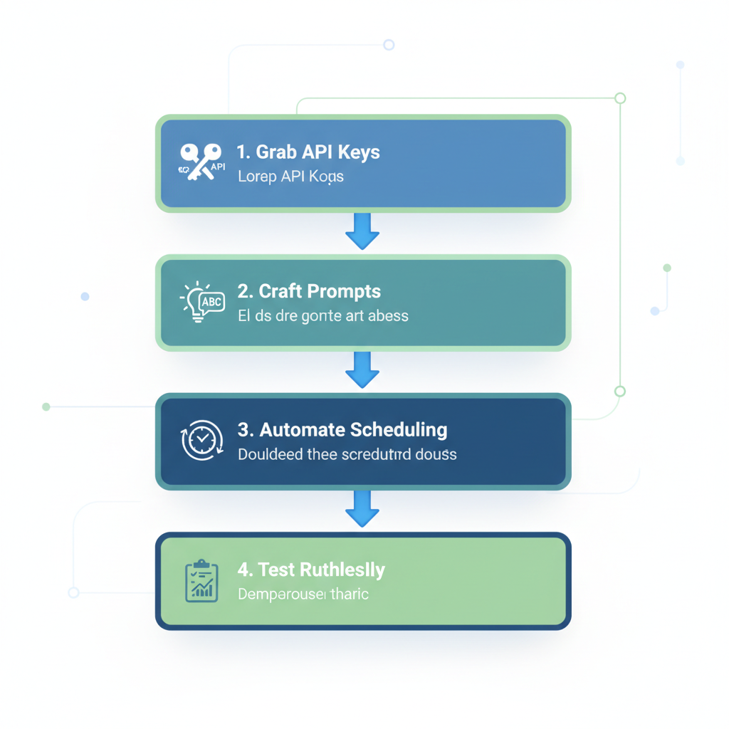 Flowchart diagram illustrating the four steps to build a Claude-powered vibe-marketing SaaS for Twitter automation.