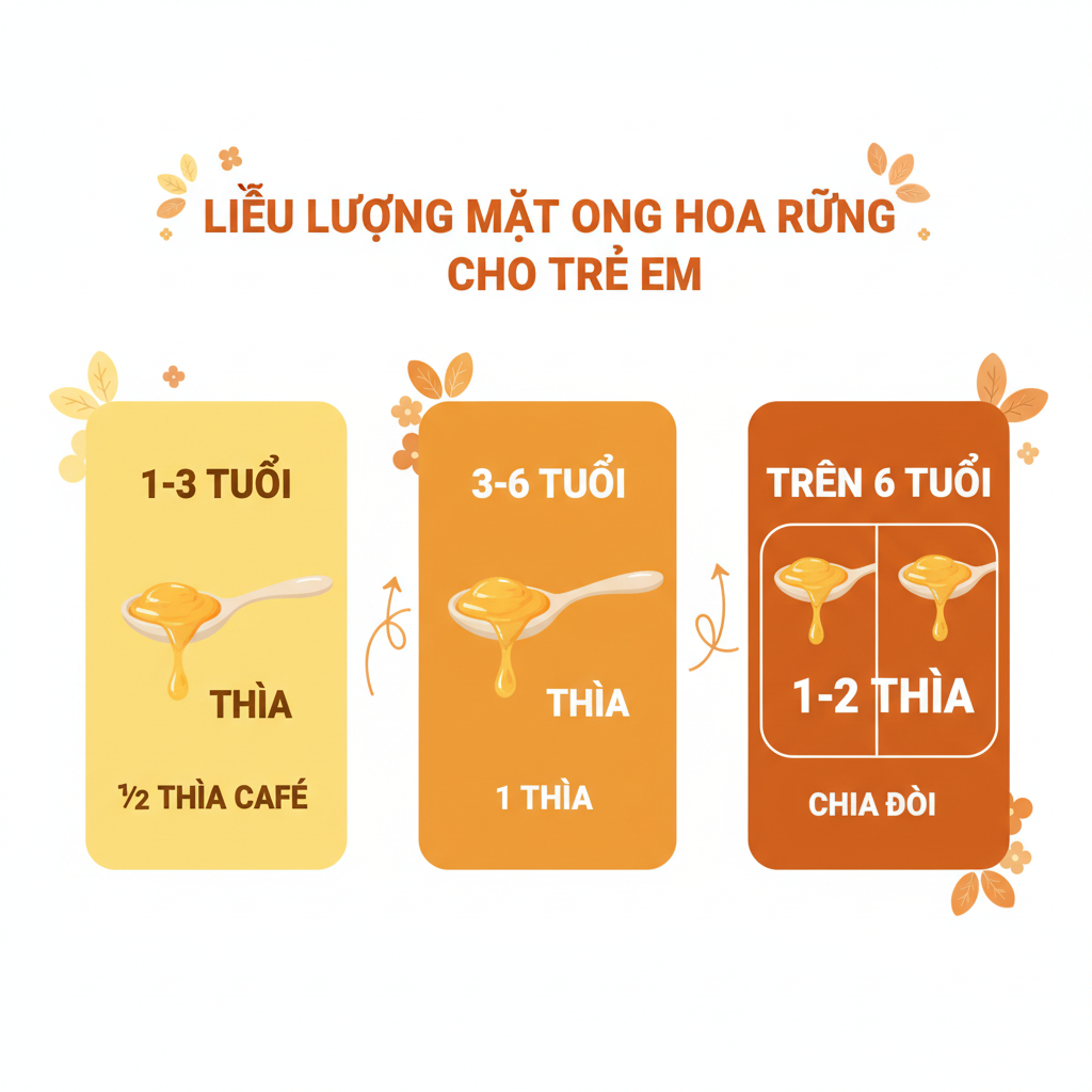 Biểu đồ liều lượng mật ong theo độ tuổi trẻ em