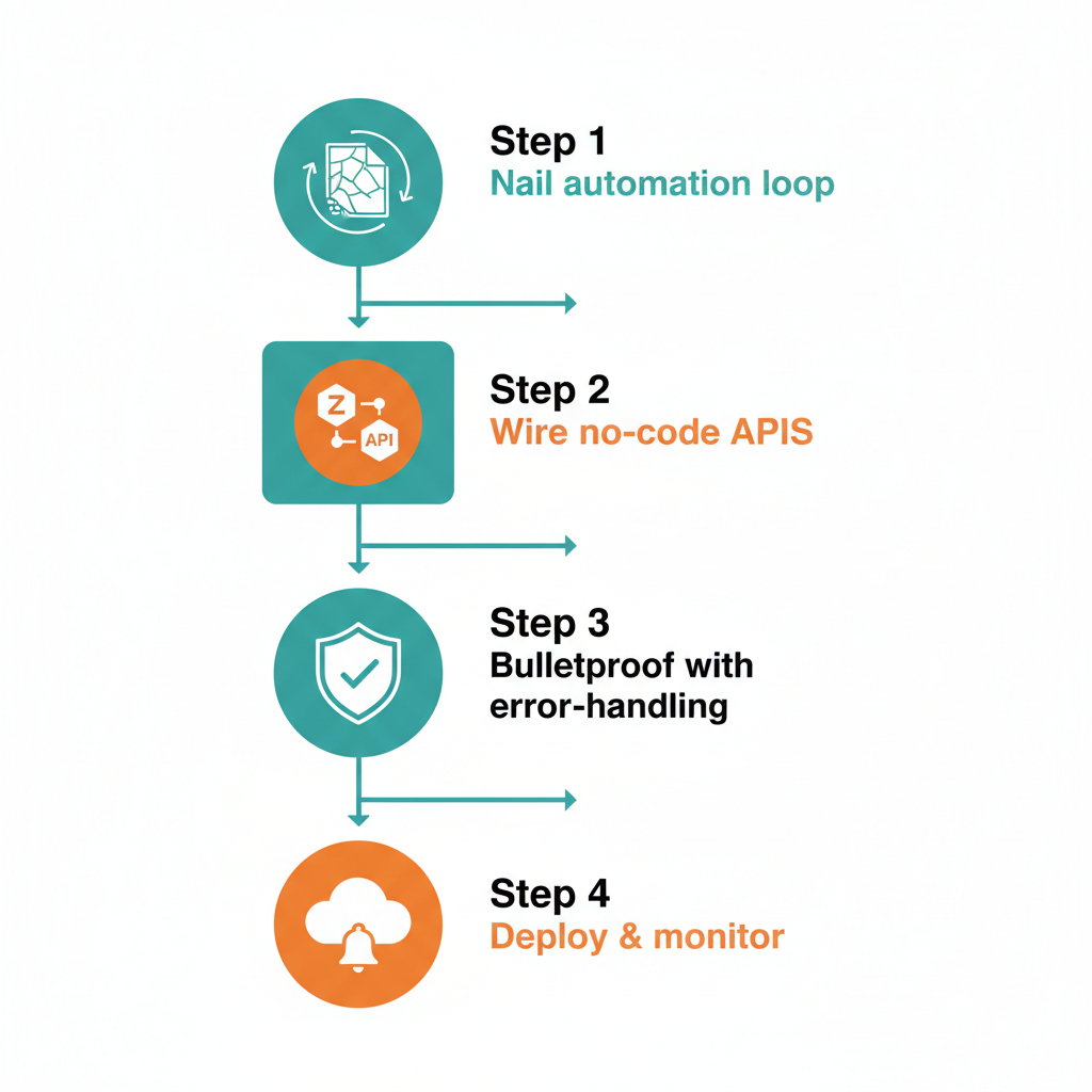 Step-by-step diagram outlining the setup process for a zero-human AI side project.