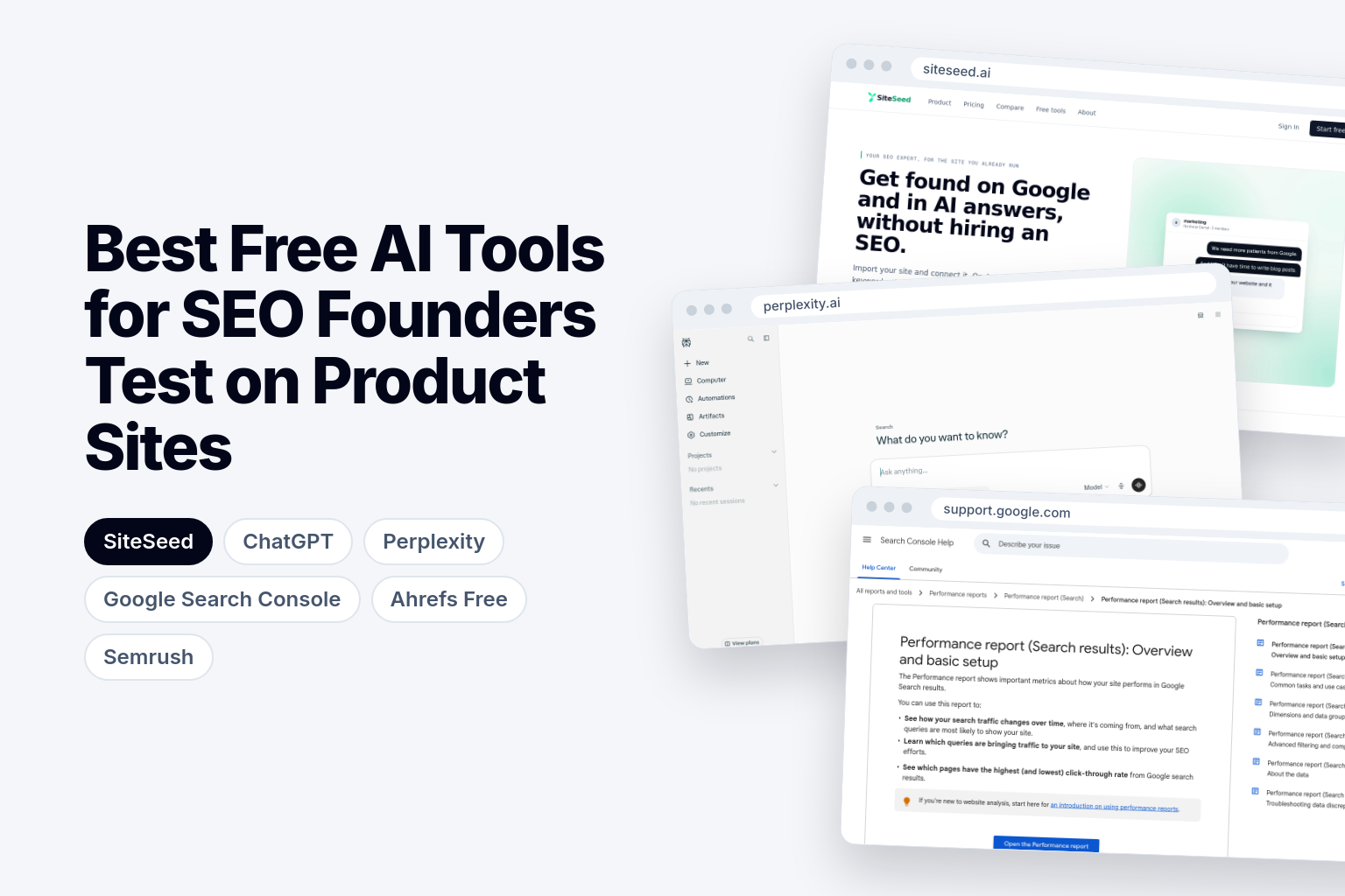 Best Free AI Tools for SEO Founders Test on Product Sites