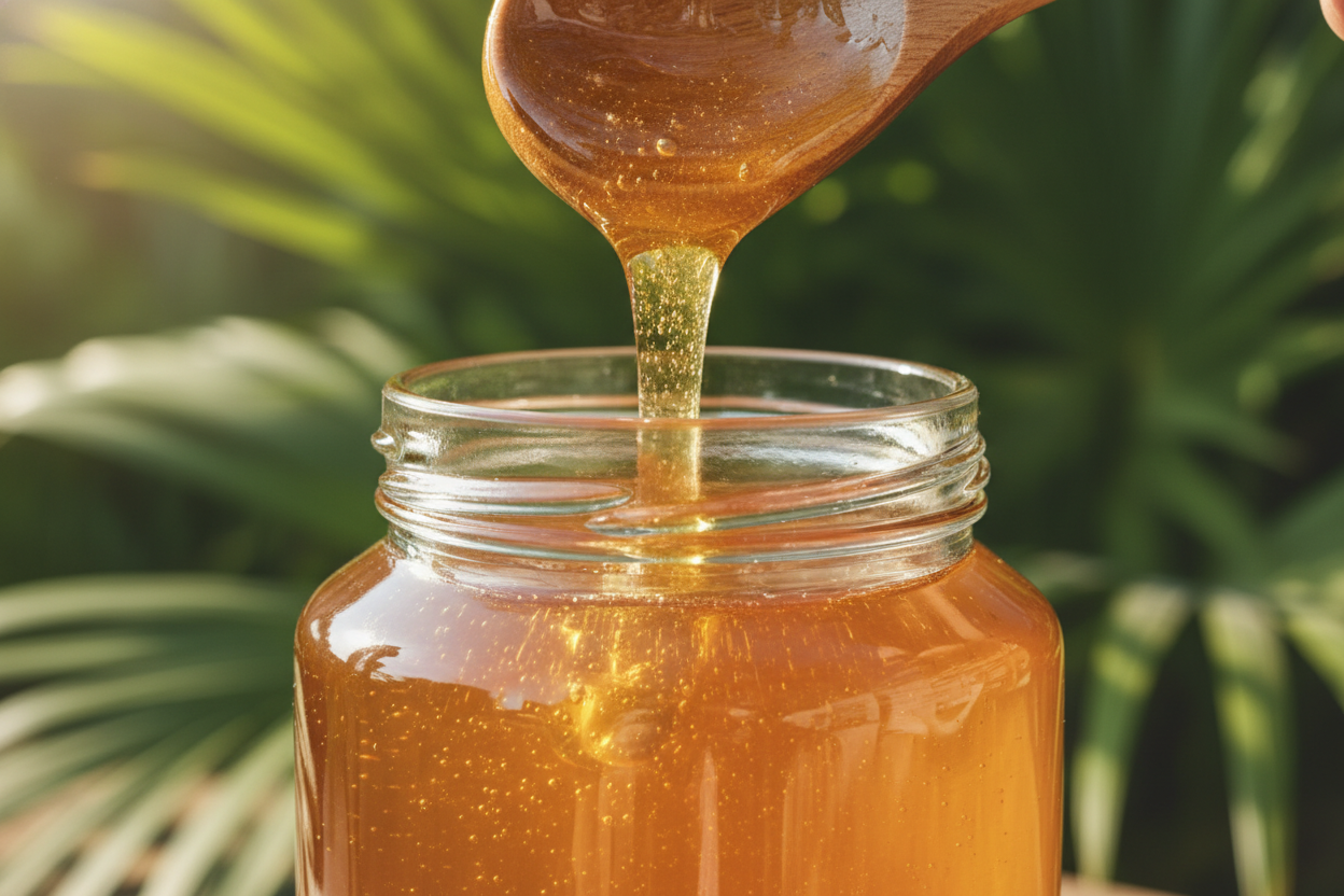 Lọ mật ong nguyên chất màu vàng óng
