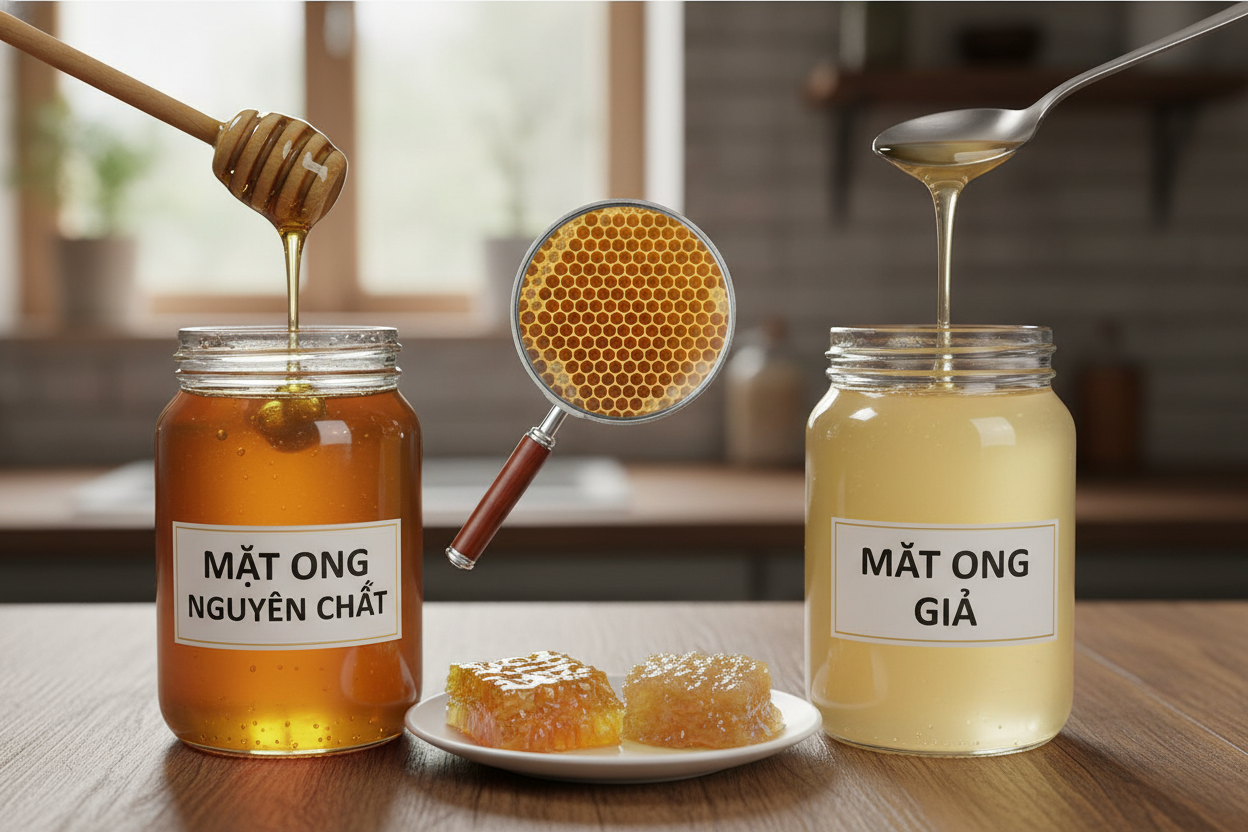 So sánh mật ong tự nhiên và mật ong giả
