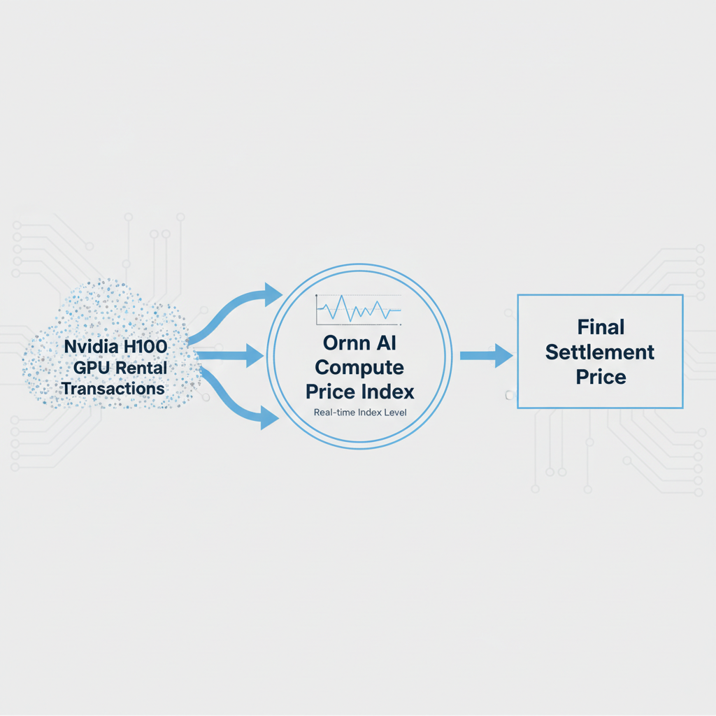 Diagram illustrating the flow from GPU rental transactions to the Ornn AI Compute Price Index benchmark