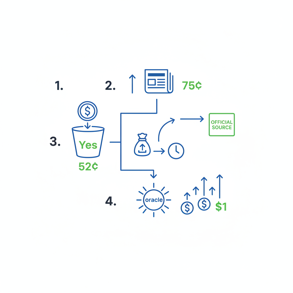 Flowchart diagram illustrating the step-by-step process of trading shares on Polymarket, from buying to resolution and payout.