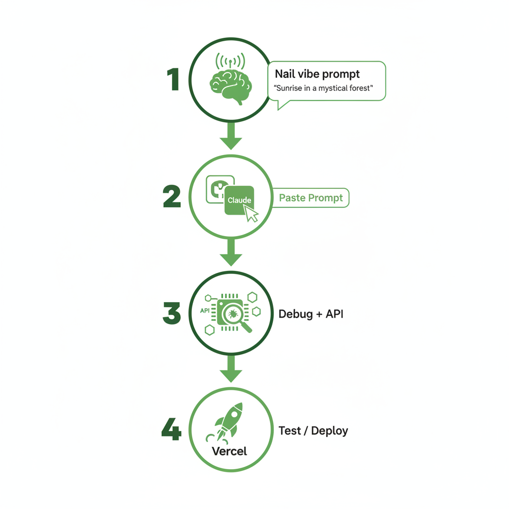 Diagram flowchart of the 4-step process to turn stalled projects into MVPs using vibe coding.